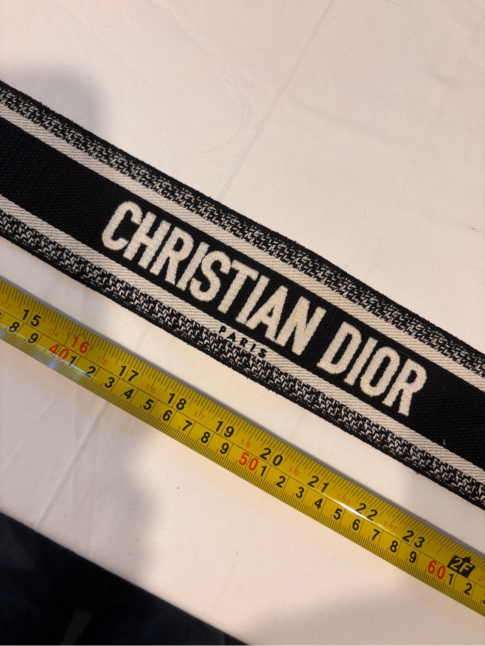 Dior Black and White Christian Dior Logo Bag Strap with Authentication Document